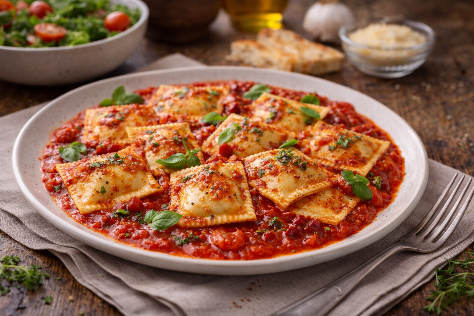 raviolis_sauce_tomate_dans_une_assiette